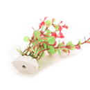 1 Pcs Red Green Plastic Plant Decor & Ceramic Base for Fish Tank Aquarium BX