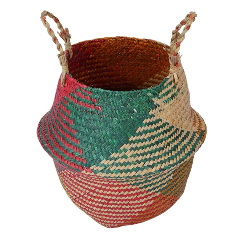 Wicker Storage Basket Planter Flowerpot Vase Holder Handled Bag Basket Red