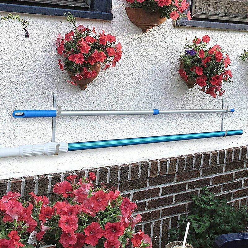 Pool Pole Hanger Premium 2Pcs Aluminium Holder Set, Perfect Hooks for Teles