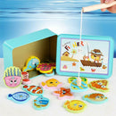 Wooden Magnetic Fish Toys Kids Educational Fishing Magnet Puzzle Game Gifts