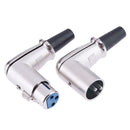 1 Pair XLR 3 Pin Female Male Microphone Solder Audio Adapter 90 Degree