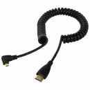 Left-Angled Micro-HDMI to HDMI Male Cable Stretched Length for Cameras