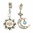 Fashion Star Sun Moon Rhinestone Crystal Stud Dangle Pretty Earrings
