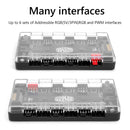 1 to 6 PWM ARGB Fan HUB Splitter 4 Pin PWM 3 Pin Addressable RGB Adapter for PC