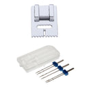 1 Set 3 Sizes Double Twin Needles Pins + Pintuck 9 Grooves Presser Foot