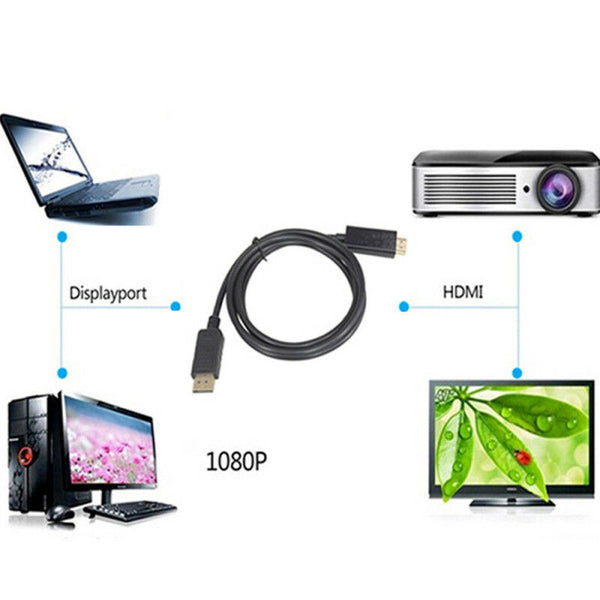DisplayPort Display Port PCDP to HDMI Male M/M Cord Cable 6FT For PC HDTV 1.8M