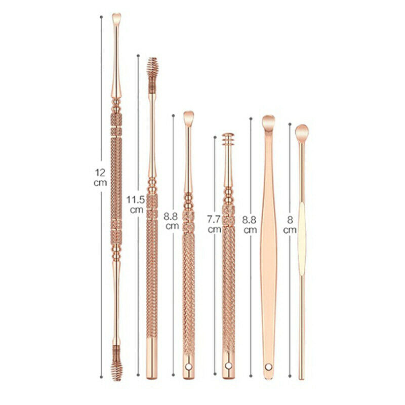 6 Pcs Earpick Ear Wax Curette Remover Ear Cleaner Spoon Clean Tool L3B6