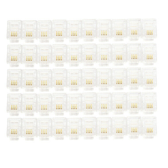 100X 4 Pin RJ11 RJ-11 6P4C Modular Telephone Phone Crystal Plug Connector