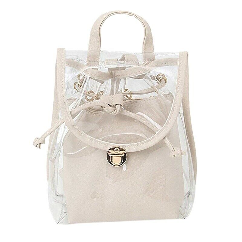 Women's 2 in 1 Clear Fashion Backpack Transparent Travel Beach Shoulder Han M6N2
