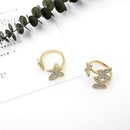 Korean Butterfly Rings Women Rhinestone Opening Knuckle Rings Jewelry Gift A