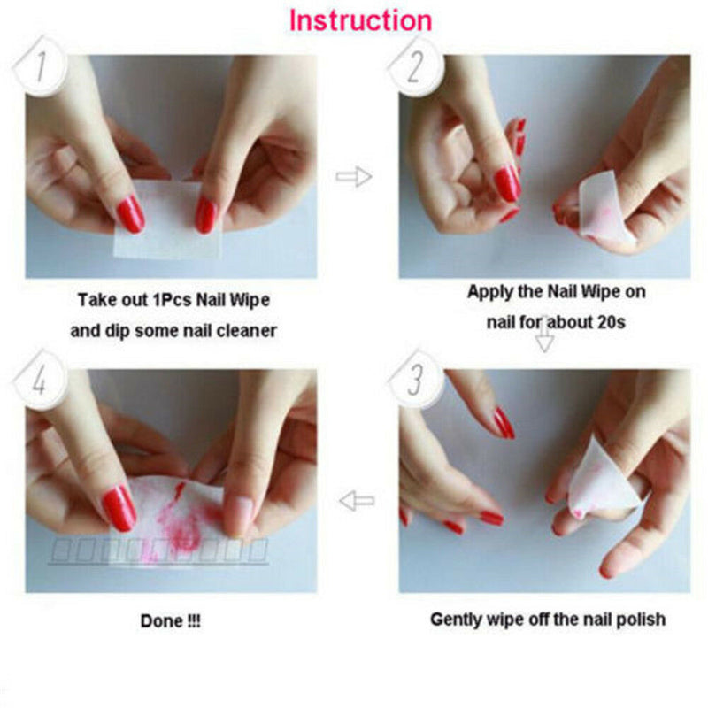 1000 Nail Polish Remover Cleaner Wipes Acrylic UV Gel Tips Cotton Pad Lint Free