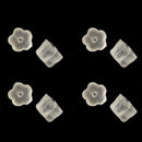 100xSoft Clear Earring Hook Flower Safety Stopper Earnut Silicone Rubber Back ES