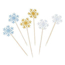 Glitter Snowflake Cupcake Toppers Cake Picks Decoration for Birthday Weddin