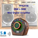 Wood Grain 100W Bluetooth Power Amplifier Hi-Fi Stereo Amp Home Speaker with