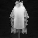 Women Wedding Veil Dress White Bowknot Layers Tulle Ribbon Edge Bridal Veil