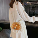 2pcs/set Dot Print Clear Shoulder Handbags Women Crossbody Clutch (Yellow) A