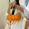 Solid Pleated Women Shoulder Bag PU Clear Chain Crossbody Handbag (Orange) A