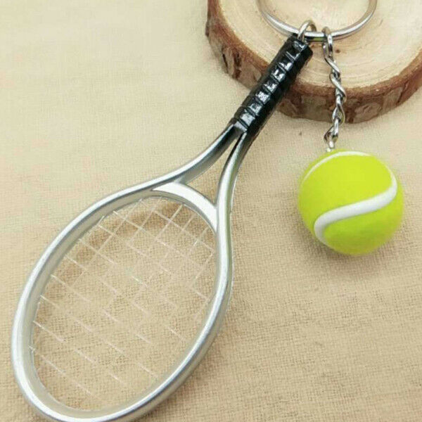 1 piece Mini Tennis Racket Keychains Creative Alloy Tennis Ball Racket Keyr S1Q5