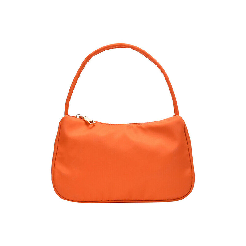 Nylon Casual Women Handbag Tote Female Solid Underarm Shoulder Bag (Orange)