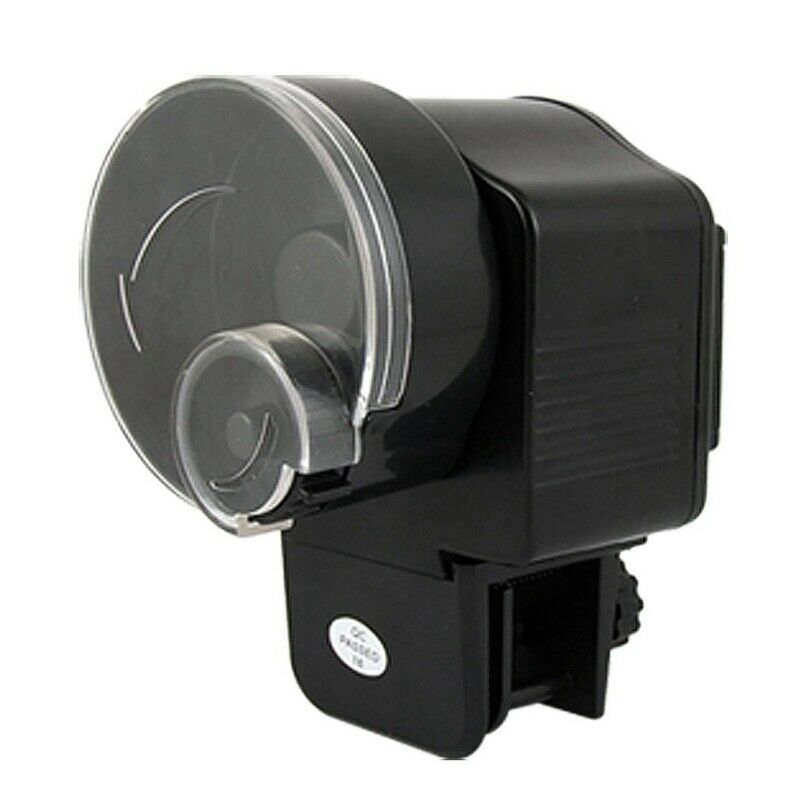 Battery Powered Time Settable Automatic Fish Feeder Black for Aquarium