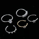 5Pcs Star Crystal Nose Ring Hoop Studs Chic Handmade Fashion Charm Jewelry