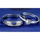 1 pair Lovers Heart Crystal Couple Rings Her and His Promise Ring O6E1