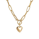 Metal Love Heart Pendant Necklace Women Simple Chain Neck Choker Jewelry