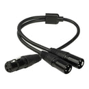 3Pin XLR Female Jack To Dual 2Male Plug Y Splitter Cable Adaptor Audio Cable