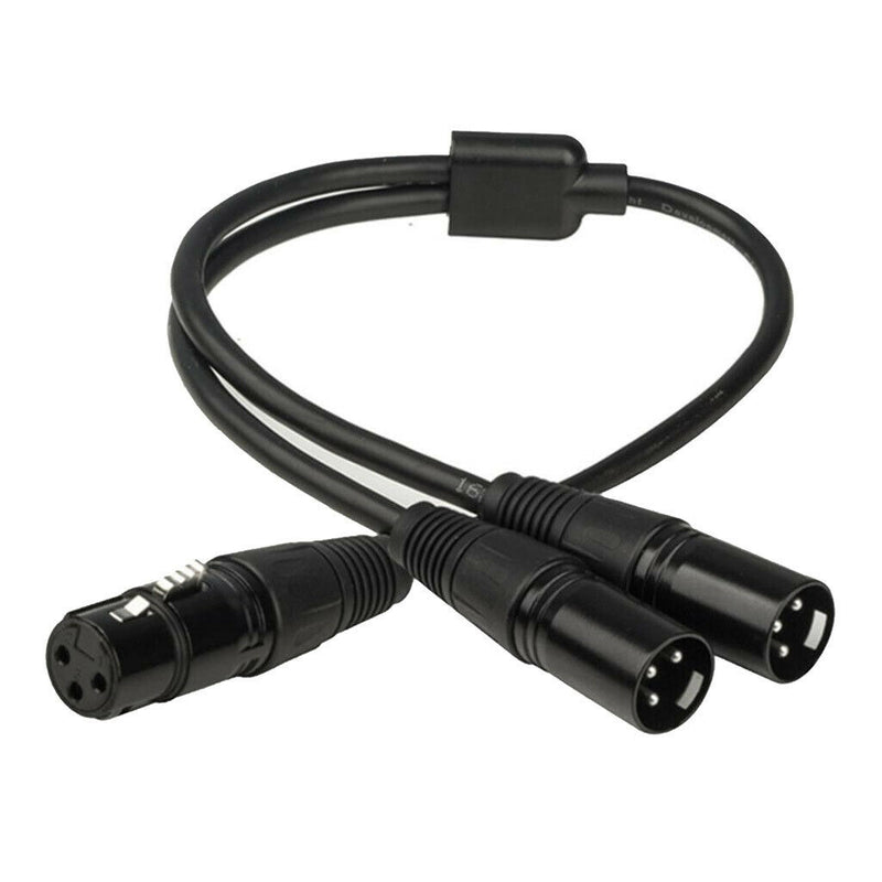 3Pin XLR Female Jack To Dual 2Male Plug Y Splitter Cable Adaptor Audio Cable