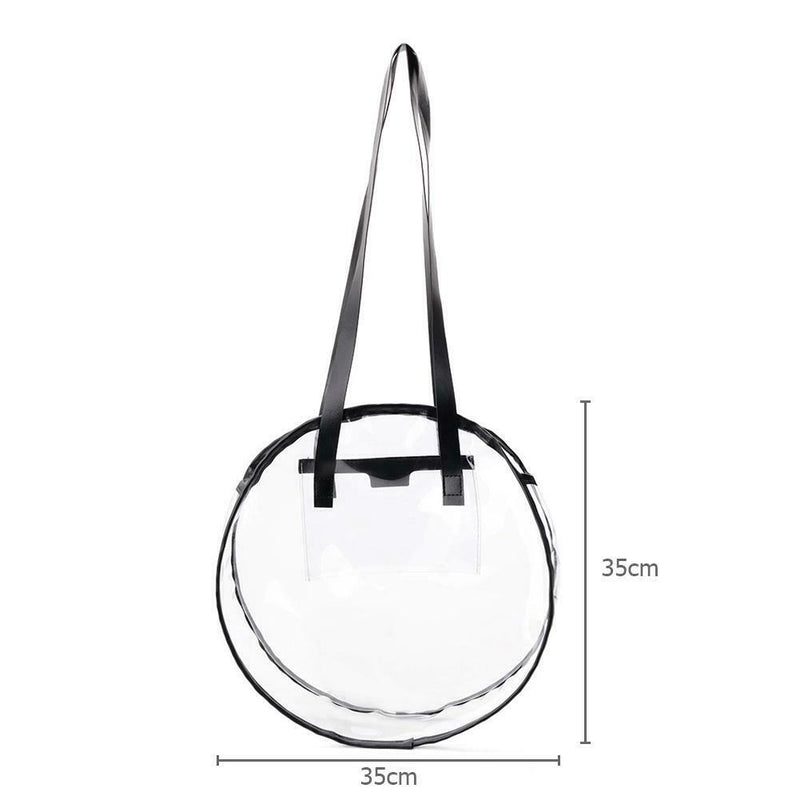 Summer Beach Round Transparent Women Handbag Tote Shopping Bags (Black)