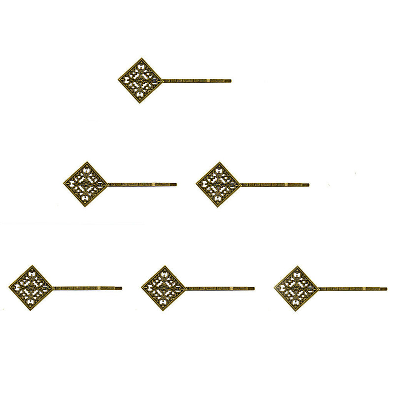 6pcs Large  Pins With Square Pad Vinatge 6.6cm Hair Grips Slides Clips