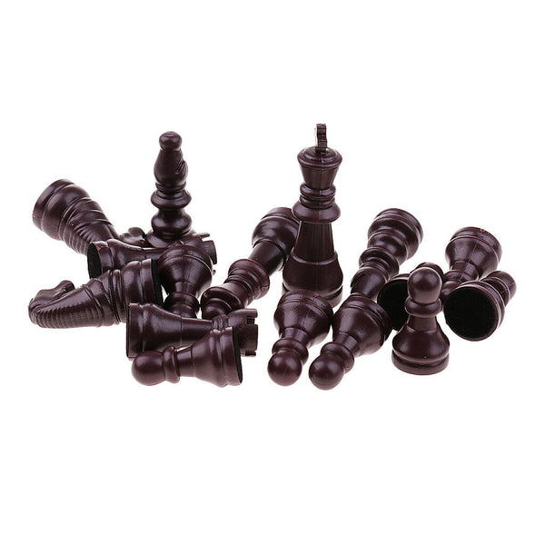 16pcs Plastic Chess Pieces - Pieces Only - No Board - 63mm King Brown