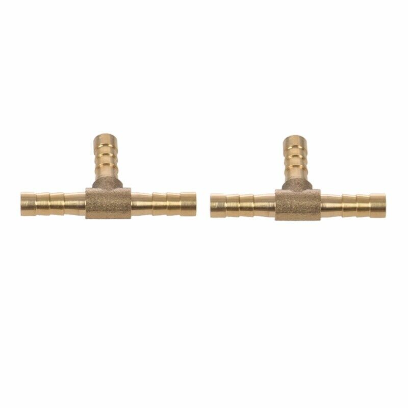 2pcs Air Fuel Water 3-Way Brass Tee T Fitting Hose Barb Connector R9C2