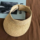 Ladies Anti-Uv Roll Up Sun Visor Hat Women Straw Raffia Sun Visor Caps N6U4