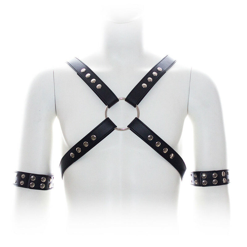 Mens Leather Chest Harness Straps Belts Suspenders Braces Arm Band Costume