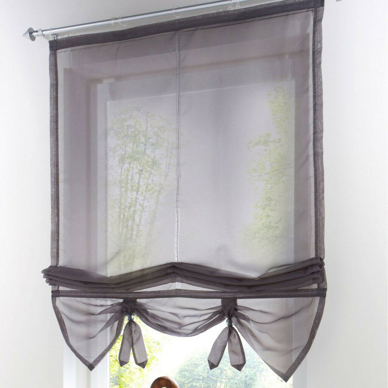 Solid Gray Roman Curtains Sheer Window Shade Blinds (Rod Pocket 120x155cm)