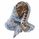 Woman Dark Blue Florals Pattern Plastic Hair Claw Clip Clamp N4Q5