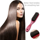 Wood Handle Hair Brush Hard Boar Bristle Hairdressing Beard Comb (Red) A