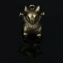 Brass Zodiac Rat Statue Key Chain Rings Pendants Metal Copper Car Keychain 3C