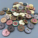 50Pcs/lot Flower Picture Wood Button 2 Holes Mixed DIY Sewing Color Apparel R2F9