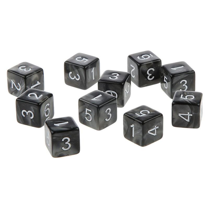 10pcs Six Sided Dice D6 Dice Gaming Playing D&D RPG Party Games Dices Black