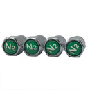 4X Safety NITROGEN N2 Wheel Tire Valve Stem Caps Simple Chrome Plating Accessory