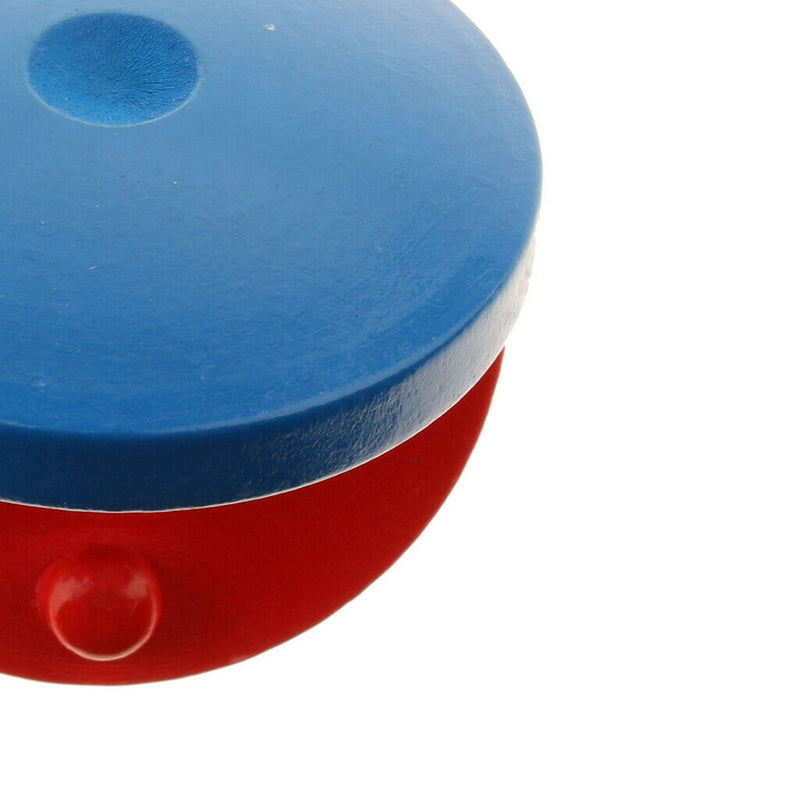 Round Wooden Castanets Clapper Musical Instrument For Kids Baby -Red Blue