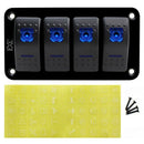 12V-24V 4 gang blue 2 LED Light Rocker Switch Panel Circuit Breaker Boat Ma