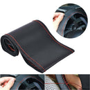 Black+Red PU Leather Warming Car Steering Wheel DIY Cover With Needles Thread.