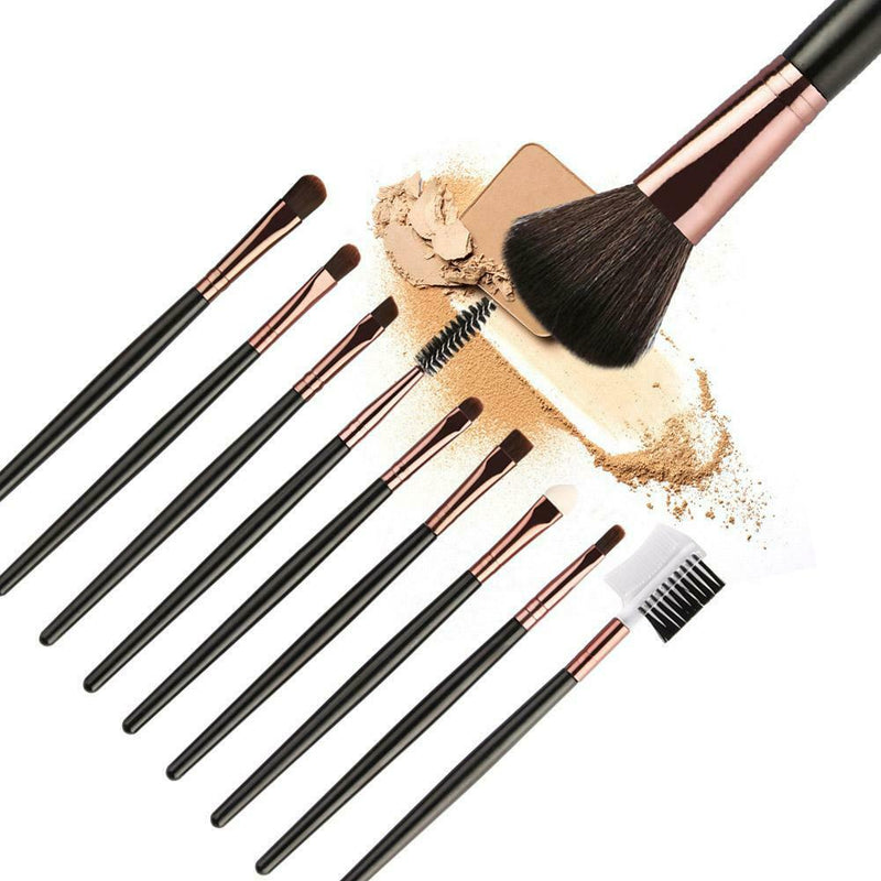 10pcs Makeup Brushes Set Eye Shadow Eyebrow Foundation Beauty Tools(Coffee) A