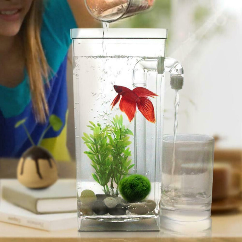 Kids Fish Tank Self Cleaning Small Desktop Mini Goldfish Filter Tank Easy Clean