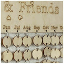 Family&Friends Hanging Calendar Wooden Board Birthday Reminder Plaque Home