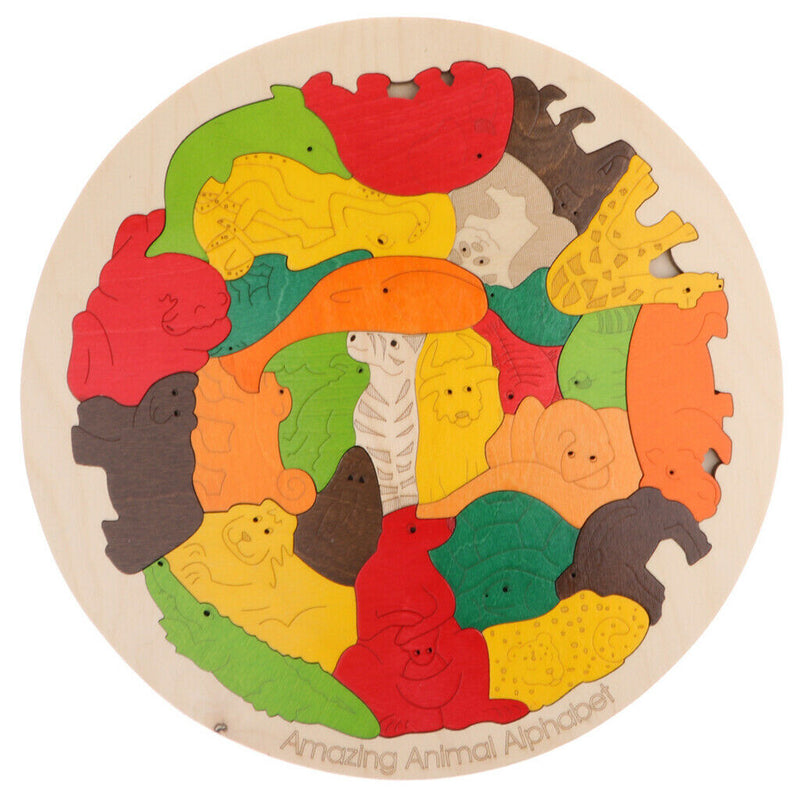 Jigsaw Puzzles, Wooden Alphabet Animal Puzzle For Children's Puzzles Toys