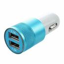 Aluminum Car LED Universal 12V To 5V 2 USB Charger For iphone6 6Plus Cellph